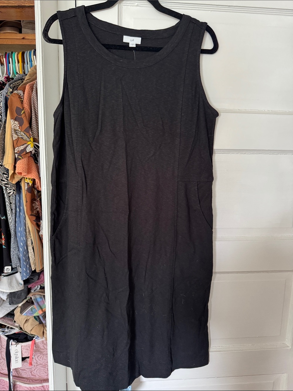 J. Jill Black Sleeveless Midi Dress with Pockets